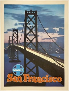 Original Vintage Poster SANTA FE RAILROAD SAN FRANCISCO Rail Travel Tourism OL - Picture 1 of 5