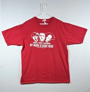 Vintage Three Stooges Chaos Panic Disorder Shirt Men's Size XL Red Shirt - Picture 1 of 7