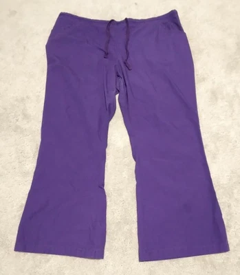 Pantalones Médicos Para Mujer 2X Cintura Elástica Púrpura con Bolsillos Corbata Frontal Foto 1 de 4
