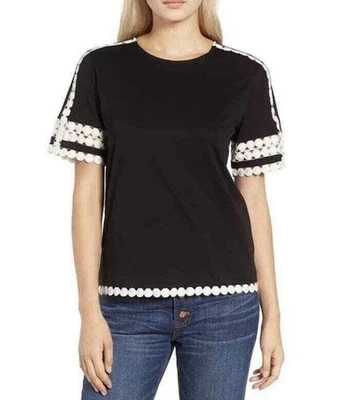 J. Camiseta de algodón con puntos marfil negros talla pequeña Crew Foto 1 de 4