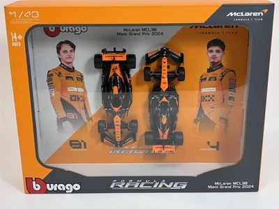 Set De 2 Coches McLaren MCL38 Norris #4 Y Piastri #81 Escala 1:43 Bburago 38109 - Imagen 1 de 4