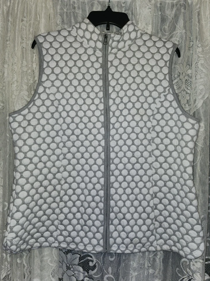 Mujer Kim Rogers Gris Blanco Geométrico Lunares Sin Mangas Informal Vestido Chaleco L Foto 1 de 4