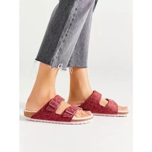Birkenstock Arizona Happy Lamb Wool Sandals Women 9 Raspberry  - Picture 1 of 8