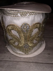 Marfil Dupioni regal Ribete con Joya ORO DESPLAZAMIENTO BORDE DE ALAMBRE METÁLICO 4" X 5' CINTA - Imagen 1 de 3