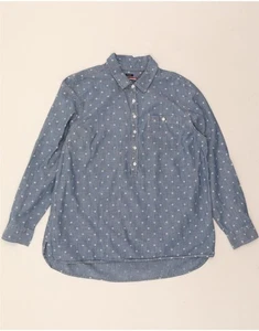 TOMMY HILFIGER Womens Boyfriend Fit Pullover Shirt UK 18 XL Blue Polka Dot YR02 - Picture 1 of 3