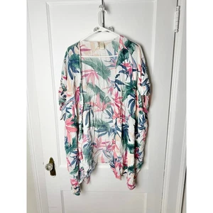 Copri kimono Japna donna taglia unica bianco stampa floreale tropicale leggero - Foto 1 di 6