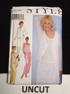 STYLE UNCUT Vtg Pattern 2871 Misses Sz 10-22 Top Button Front Jacket Pants Skirt - Image 1 of 4