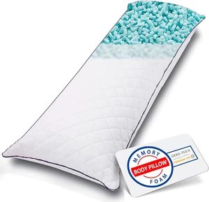 Body Pillow, Cooling Memory Foam Body Pillows for Adults Sleeping, Long Pillow f - Picture 1 of 12