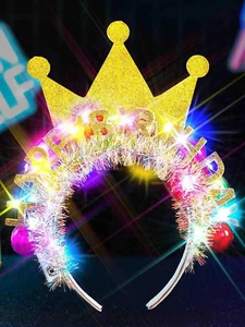 Light up Happy Birthday Crown Headband Glow Ball Hair Bands Led Birthday Party H - Picture 1 of 12