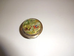 Antike asiatische Pillbox Dose miniatur Malerei auf Perlmutt ca. 19. Jahrhundert - Bild 1 von 5