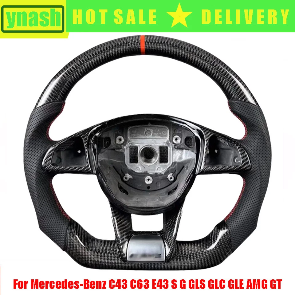 Steering Wheel Carbon Fiber For Mercedes-Benz C43 C63 E43 S G GLE GLC GLS AMG GT — 第 1/4 张图片