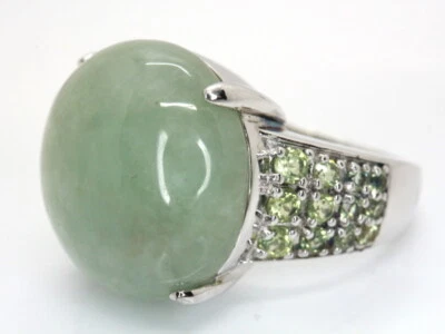 GOLDJUNGE69 * DESIGN  EDELSTEIN RING (17) JADE & PERIDOT 925er SILBER - Bild 1 von 4