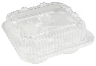 MT Products Clear Plastic Cupcake Containers 4 Compartment - Pack of 15
