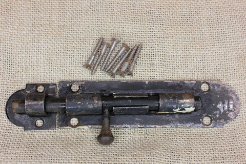 Old Security Lock Door Slide Latch Barrel Bolt Steel 6 1/2” Rustic Vintage Cover