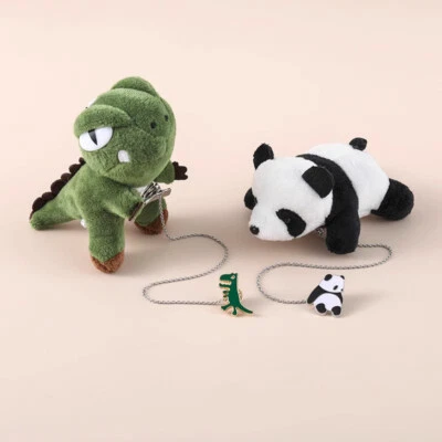 Broche de dinosaurio panda alfiler de seguridad horquilla marcador cadena bolsa decoración juguete de peluche Foto 1 de 4