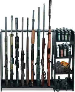 Wooden Rifle Racks with Pistol Rack Floor Standing Shotgun Rack Indoor Display - Picture 1 of 7