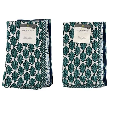 NWT Threshold Blue Green Printed Cloth Napkins 100% Cotton 20"x20” 8 Total - Image 1 of 4