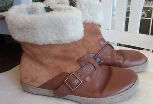 GERMANY Original Birkenstock Gr.38 Halbstiefel Vollleder braun mit Echtfell - Bild 1 von 11