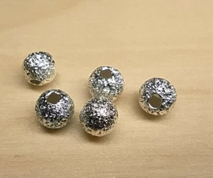 925er Sterling Silber - Kugel. Perlen. Spacer. Glitzernd. 4mm. 6 Stück - Bild 1 von 3