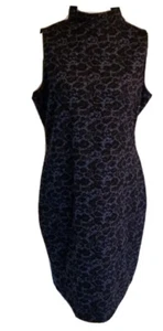 Next Damen Animal Print Bodycon Stretch Etuikleid Blau Schwarz Glitzer UK 18 - Bild 1 von 8