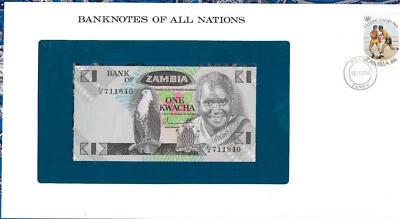 Banknotes of All Nations Zambia 1980 1 Kwacha P-23a UNC prefix 60/A - Image 1 of 3