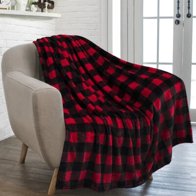 Manta de lana con tema navideño para sofá sofá suave invierno estampado de cabina Foto 1 de 4