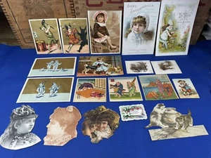 Lote de 19 piezas efímeras ~ tarjetas comerciales, recortes, máquina de coser, té japonés - Imagen 1 de 19