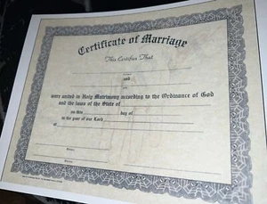 reproduction of Marriage license-comes Blank Fill in own info- 8.5” X 11” - Picture 1 of 2