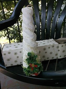 VINTAGE SWIRL EMKAY KERZE IN BOX, UNBELEUCHTET SCHÖNER GLITZER CA. 11 zoll - Bild 1 von 7