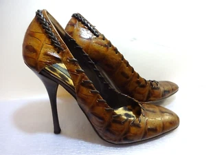 DISEÑADOR ROBERTO CAVELLI Talla 39. Au 8. Tacones altos de aguja de cuero italiano - Imagen 1 de 17