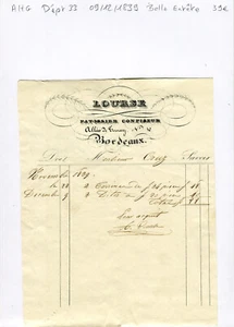 Dépt 33- Bordeaux 10 Allées de Tourny - Belle Entête Patissier Confiseur de 1839 - Picture 1 of 1