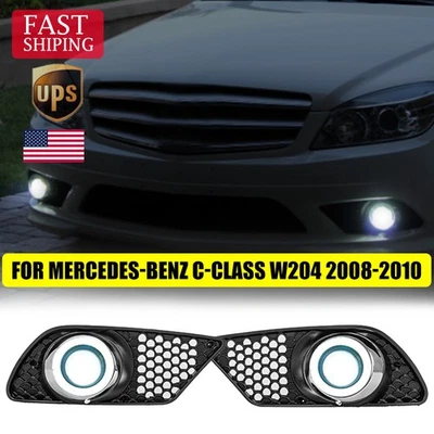 LED Bumper Fog Lights w/ Cover Angel Eye For Mercedes Benz W204 C230 C300 C350 * - Imagem 1 de 4