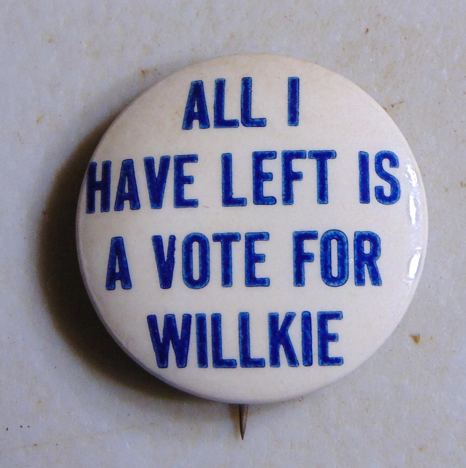Wendell Willkie 1940 campaña pin botón político Foto 1 de 1