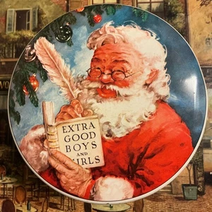 Vintage Weihnachten Dose Weihnachtsmann Rentier Süßigkeiten Keks Behälter 3x4,5" England - Bild 1 von 3