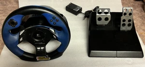 PS2 Logitech Driving Force Feedback Racing Steering Wheel & Pedals Untested - Picture 1 of 9