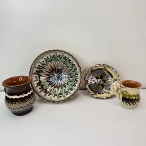 Miniatur Bulgarische Trojanische Tropfkeramik Tassen und Schalen Handarbeit Lot 4 EUC - Bild 1 von 9
