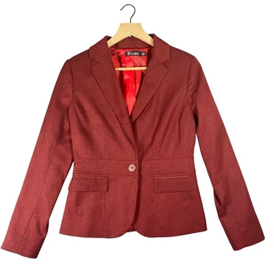 Blazer para mujer 7th Avenue New York Company talla 4 rojo espiga un botón Foto 1 de 4