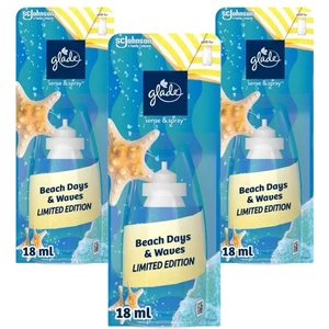 3 x Glade Beach Days & Waves Sense & Spray Einzelpackung Nachfüller 18ml LIMITED EDITION - Bild 1 von 8