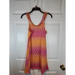 Juniors sz L Joe Boxer Orange Pink Strappy Swimsuit Cover-up Dress - Picture 1 of 4