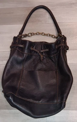 Caterina Lucchi Brown Italian Leather Slouchy Large Handbag Hobo Purse Bag Boho - Image 1 of 4