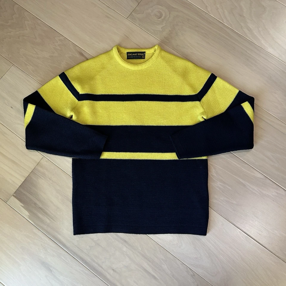 Suéter Vintage Demetre Lana Crew Rayas Amarillo Mujer’s Pequeño Foto 1 de 4