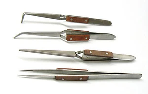 Cross Lock Fiber Grip Tweezers Heat Resistant Jewelry Soldering Self Locking 4pc - Picture 1 of 4
