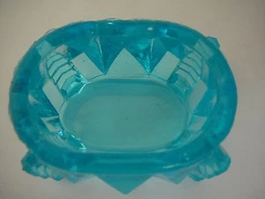 VINTAGE ANTIKE OVALE MEISTER-SALZKELLERSCHALE MIT FUSS BLAU - Bild 1 von 4
