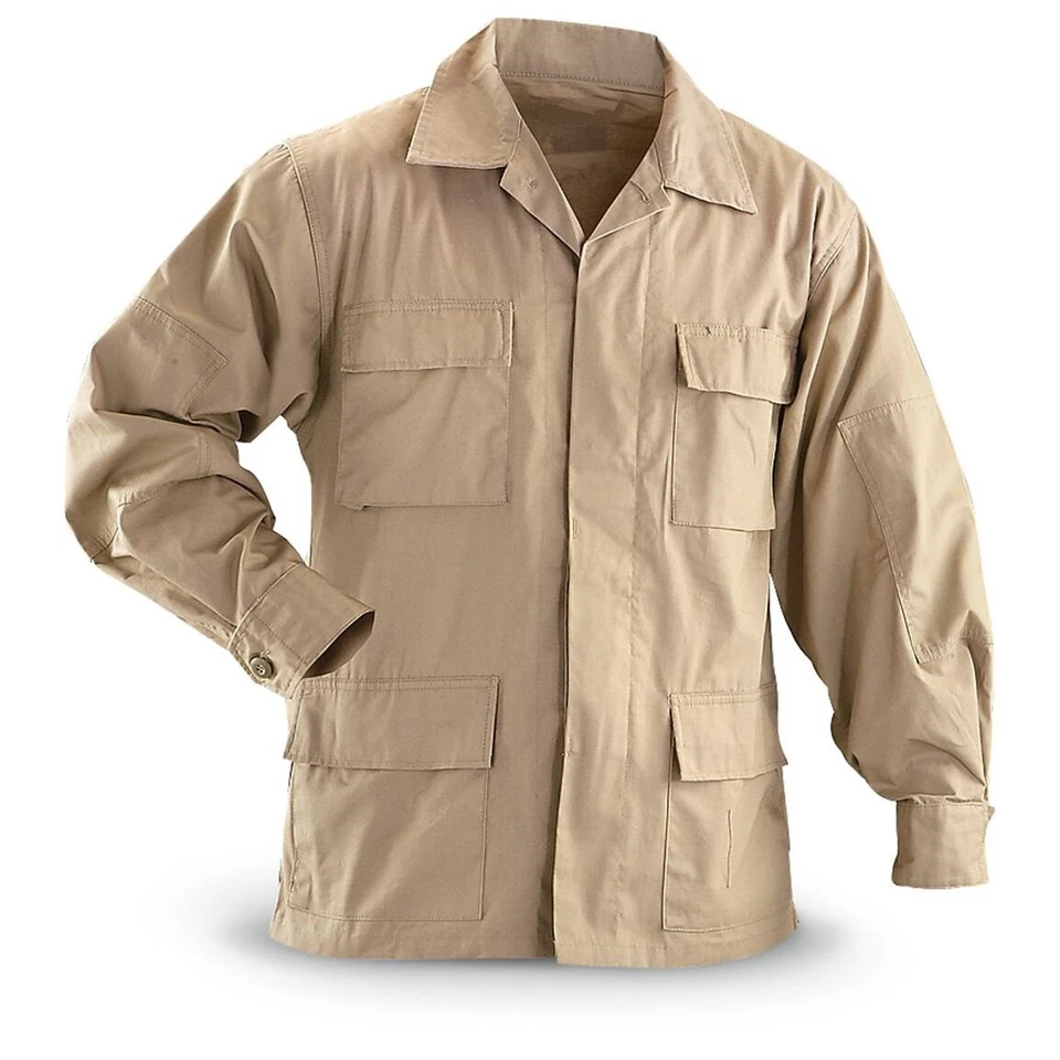 MCGUIRE GEAR Mens Ripstop BDU Shirt Khaki, Summer Shirt, Heavy Duty Strong Outdoor Shirt