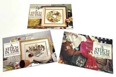 A STITCH IN TIME {4} Leisure Arts Floral Cross Stitch Calendar 2001 1995 2002 - Image 1 of 3