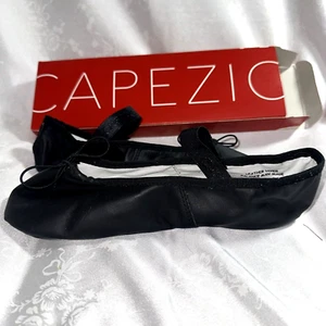 Capezio Daisy 205 Black Ballet Shoes Leather Full Sole Elastic Strap NIB Adult 7 - Imagen 1 de 4