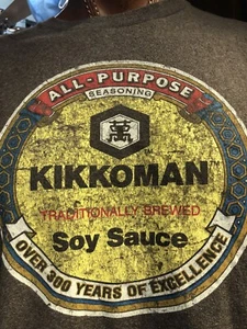 Kikkoman Soy Sauce Gray/Green Large T Shirt Traditionally Brewed Seasoning - Picture 1 of 8