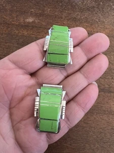 Native American Navajo Green Gaspeite Inlay Watch Tips Large  Stunning # A - Picture 1 of 9