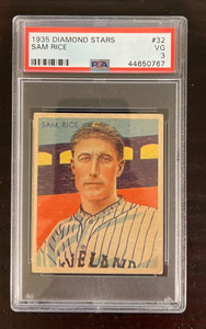 1935 Diamond Stars #32 Sam Rice HOF Indians PSA 3