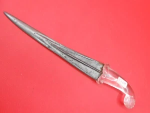 Indo Persian Mughal Islamic Clear Crystal Hilt Dagger Wootz Blade - Picture 1 of 12